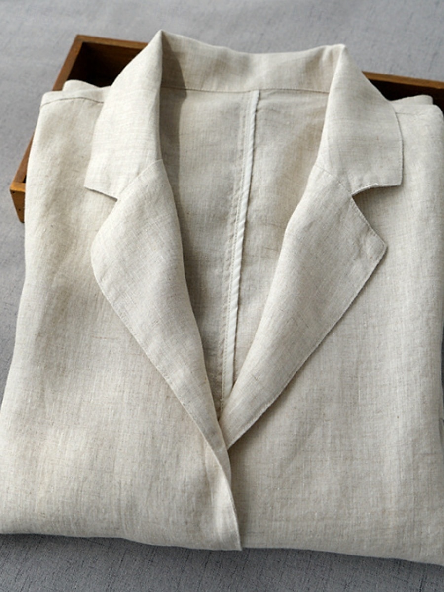 Femmes Blazer Confortable Respirant Avec Poches Boutons Occasionnel Uni Bureau Rue Occasionnel Tenue quotidienne Simple Boutonnage Régulier Col Rabattu Coupe Ample manche longue Vêtements d'extérieur de 2025 ? $30.99 –P7