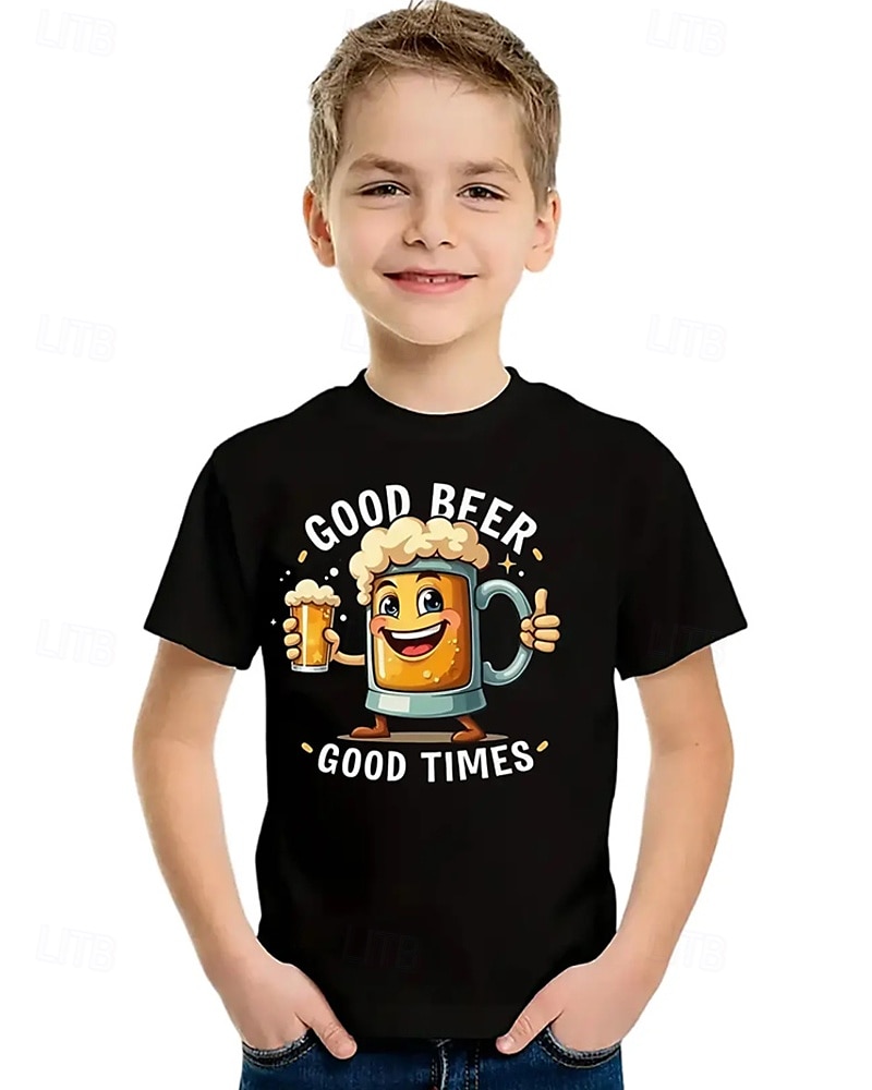 Pojkar 3D Grafisk T-shirt Kortärmad Sommar Vår Mode Grundläggande Barn 4-12 år Rund hals Utomhus Ledigt Dagligen Normal 2025 - $11.99 –P2