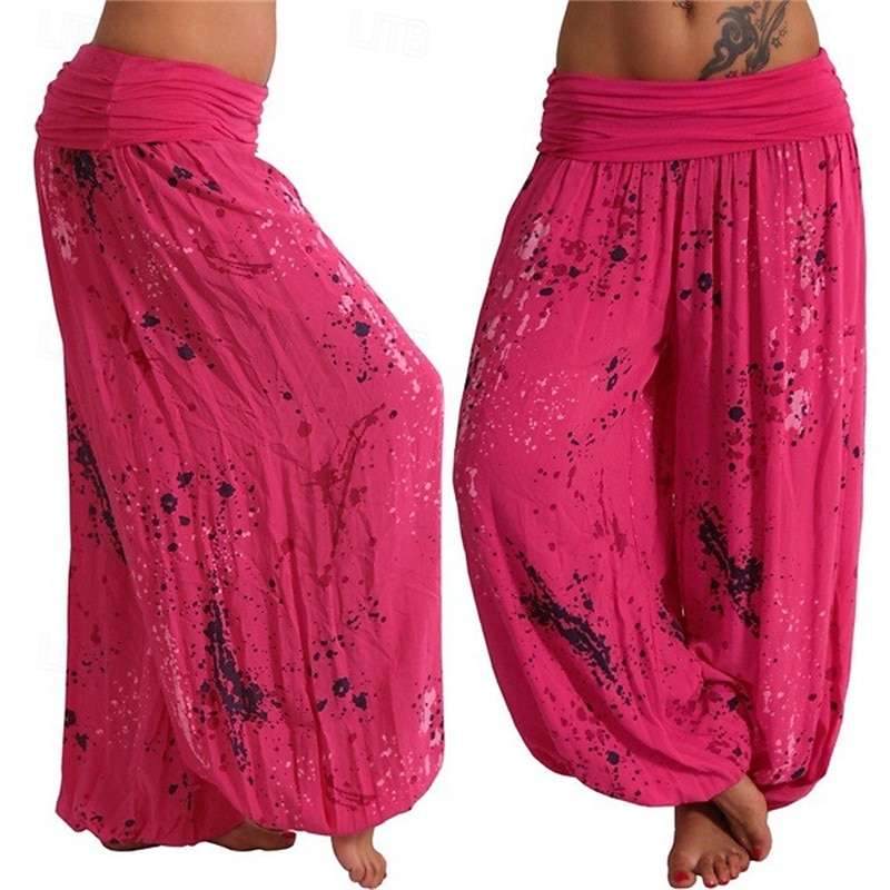 Mujer Pantalones Pantalones palazzo Moda Boho Longitud total Media cintura Estampado Cintura elástica Confortable Cómodo Microelástico Calle Ropa Cotidiana Noche Blanco Amarillo Rosa Verde Ejército 2025 - $19.99 –P13