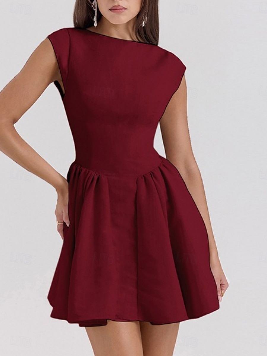 Damen Minikleid Figurbetontes Kleid Elegant Party Cocktail Hochzeit Outdoor Party Normale Passform Einfarbig Ärmellos Rundhalsausschnitt Schwarz Weiß Wein Sommer 2025 - $26.99 –P13