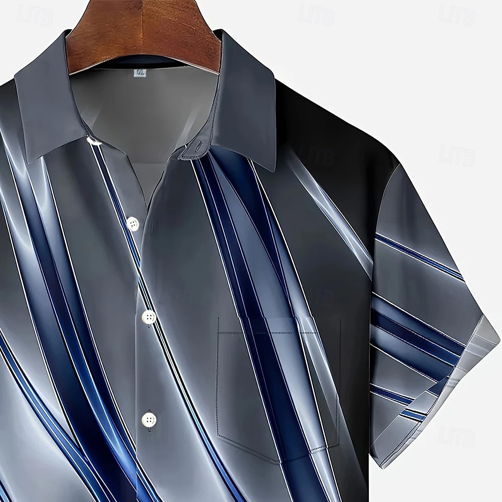 Herr Geometrisk Marmor Abstrakt konst Skjorta Sommarskjorta Knapp upp skjorta Kortärmad Mode Casual Utomhus Semester Vardag Sommar Vår Nedvikt 3D-utskrift krage skjortor Främre en ficka Rubinrött 2025 - $23.99 –P3
