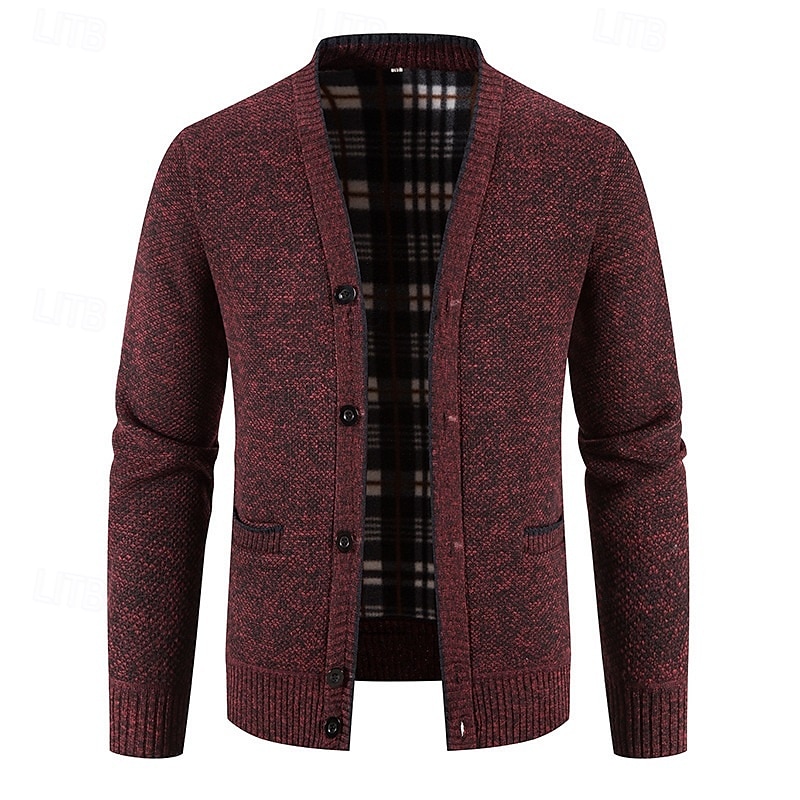 Herre Genser Cardigan Genser Riflet Strikke Vanlige topper Strikket عادي V-hals Moderne Moderne Fritid Avslappet Dagligdagstøy Klær Vår & Vinter Vinrød Blå M L XL 2025 - $27.99 –P5