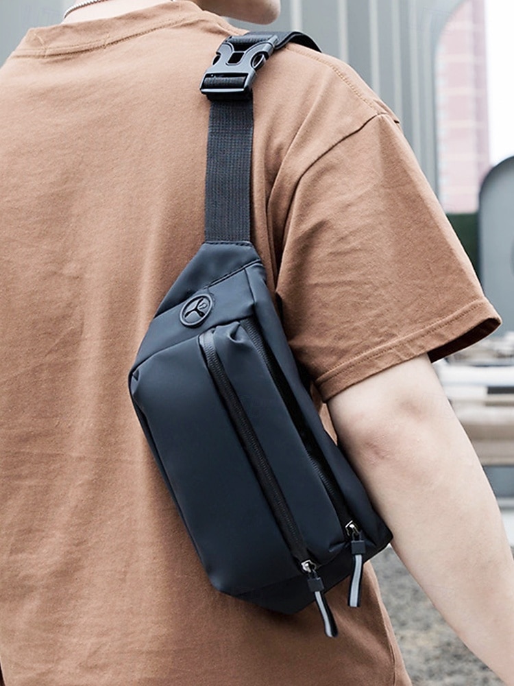 Marsupio impermeabile da uomo con strisce riflettenti - marsupio antigraffio, indossabile come borsa a tracolla, adatto per spostamenti quotidiani, viaggi e attività all'aperto del 2025 a $14.99 –P1