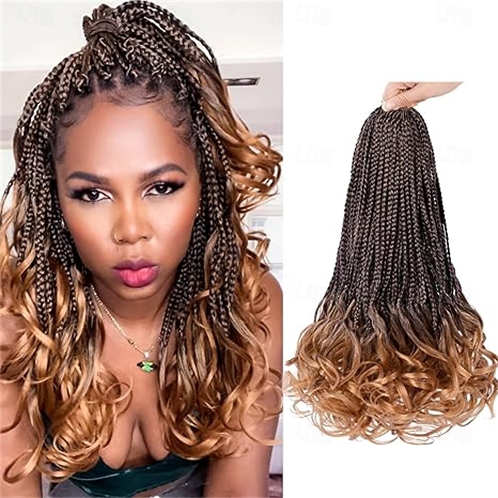 Trecce ricce francesi pre-anellate, capelli castani scuri da 12 pollici, all'uncinetto per donne, confezioni da 8 trecce corte all'uncinetto con punte ricce, extension per capelli sintetici 33# del 2025 a $57.99 –P3