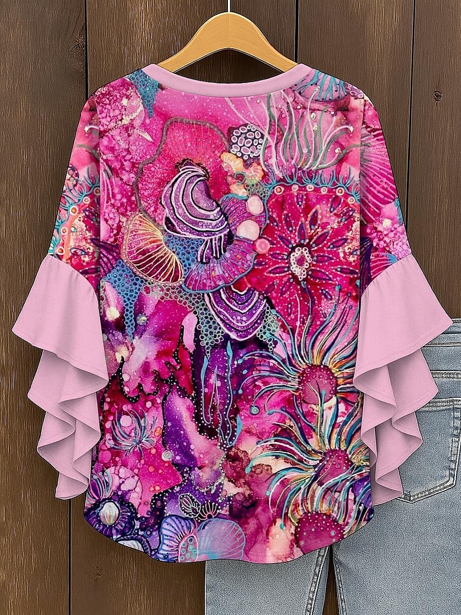 Femmes Chemisier A Ombre Graphique Abstrait Bohème ancien Quotidien Manche 3/4 Col en V Hauts Réguliers Quotidien Fête Vêtements de vacances Imprimé Rose Claire Bleu Violet Orange Vert Été Printemps de 2025 ? $29.99 –P2