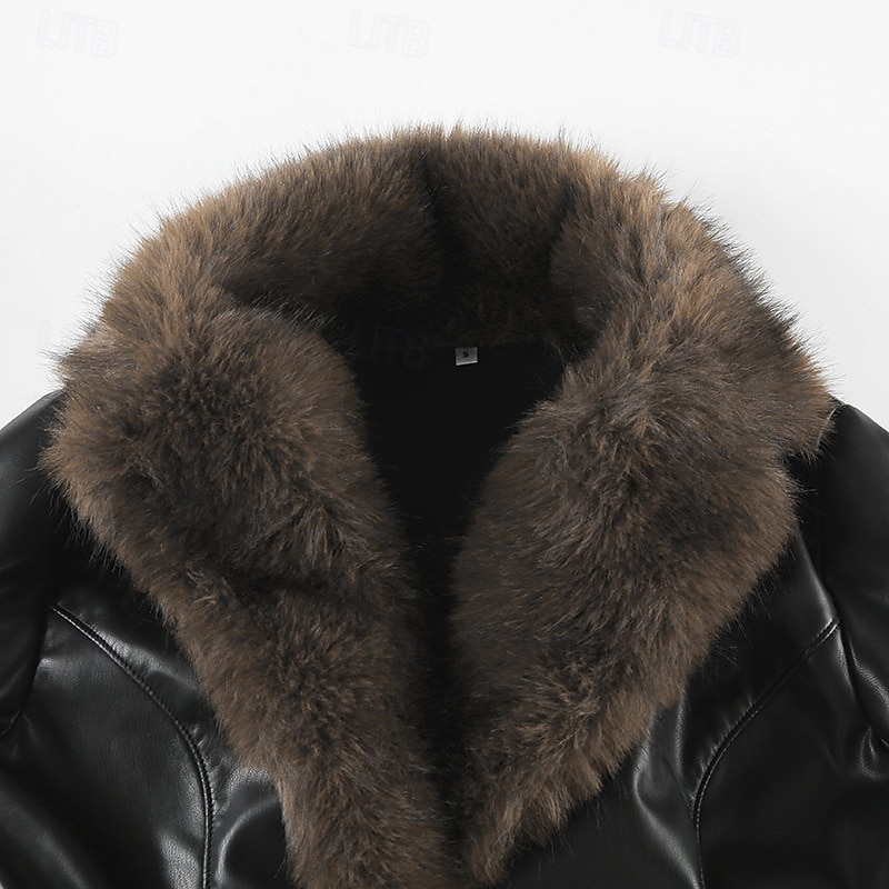 Women's Casual Jacket Warm Comfortable Buttons Fur Collar Fashion Plain Holiday Going out Weekend Single Breasted Regular Turndown Regular Fit Long Sleeve Outerwear Black Fall Winter 2025 - $32.99 –P8
