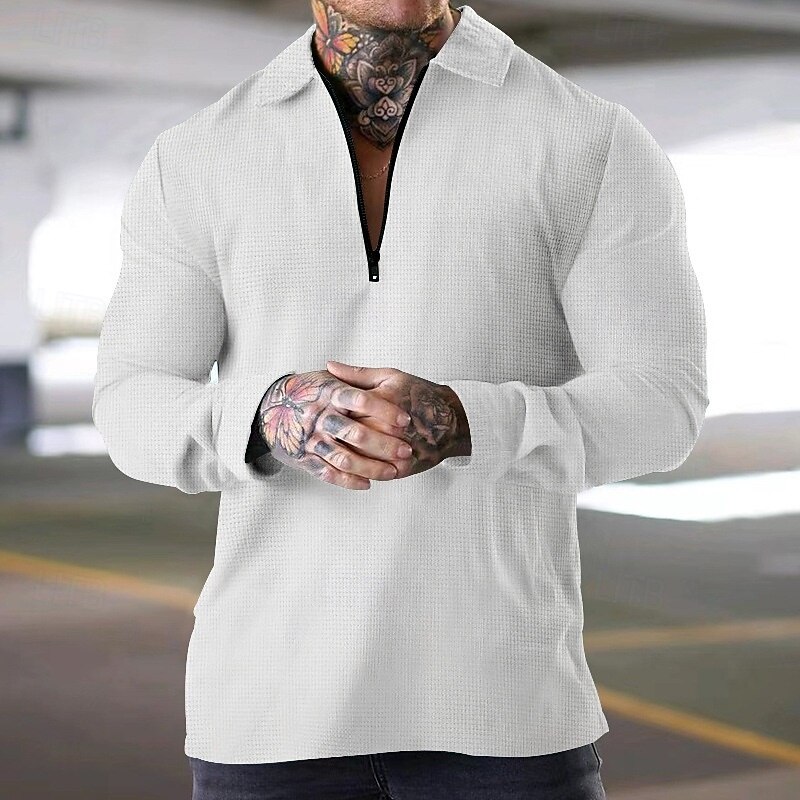 Per uomo Felpa con zip Nero Bianco Blu Cachi Grigio chiaro Bavero Semplice Con zip Zip a un quarto Casuale Quotidiano Ferie Streetwear Cool Designer Primavera & Autunno Abbigliamento Felpe con del 2025 a $23.99 –P2