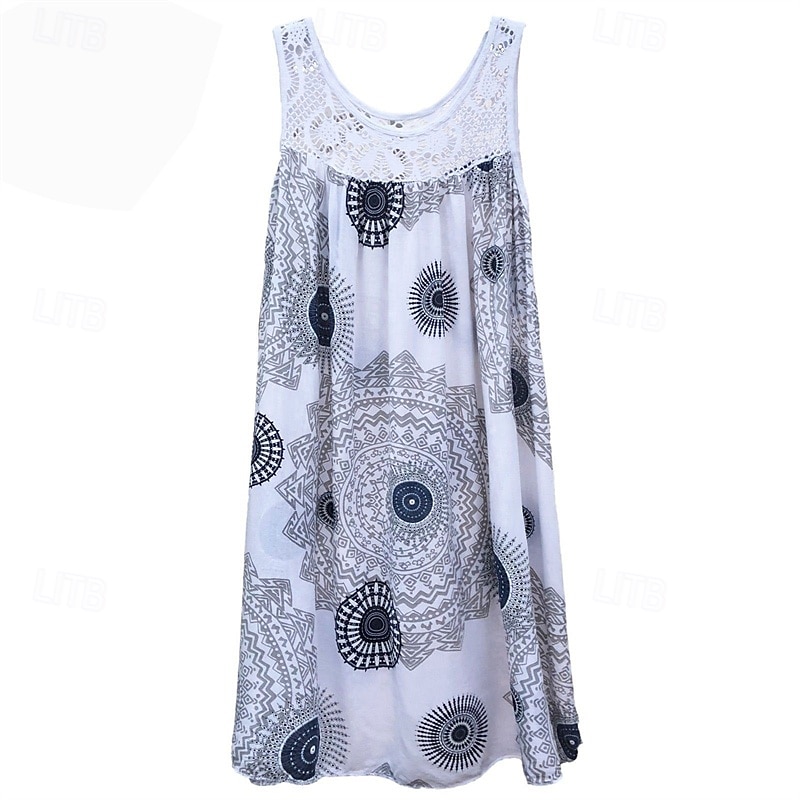 Damen Langes Kleid Maxikleid Freizeitkleid Schwingkleid Sommerkleid Unterkleid Mode Modern Täglich Strand Wochenende Normale Passform Grafik Ärmellos Rundhalsausschnitt Schwarz Weiß Gelb Wein Sommer 2025 - $20.99 –P1