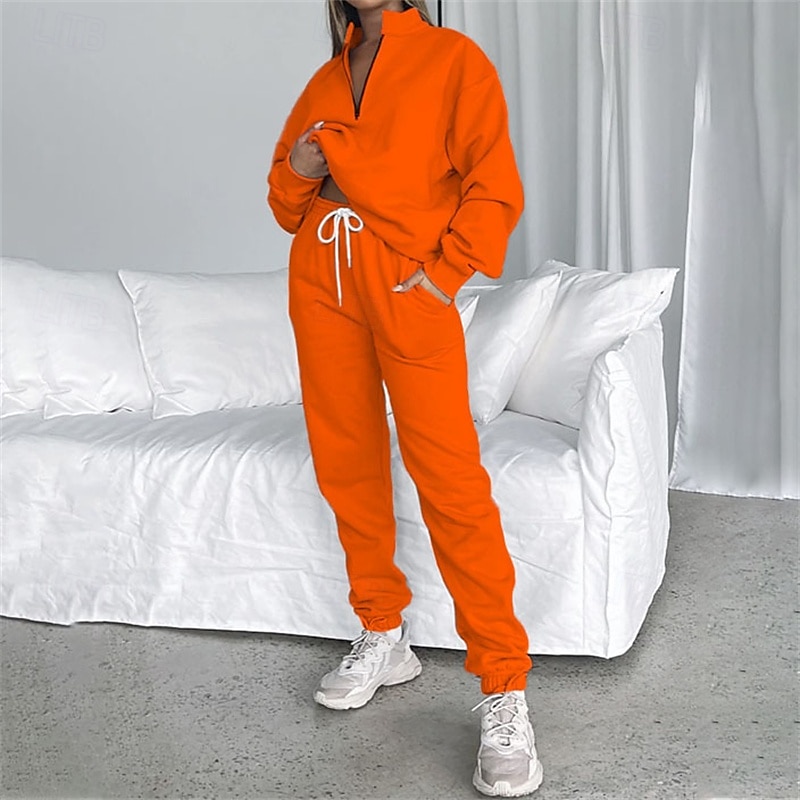 Mujer Tracksuit Pantalones Deportivo Sudadera tipo jersey Correa Bolsillo con cremallera Color sólido Trajes de Yoga Otoño Negro Azul cielo Gimnasio Rutina de ejercicio Deportes Resistente al Viento 2025 - $40.99 –P9