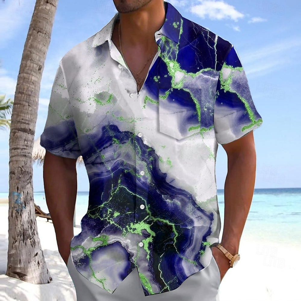 Voor heren Geometrisch Marmer Abstracte kunst Overhemd Zomer overhemd Overhemd met knopen Korte mouw Mode-casual Buiten Vakantie Dagelijks gebruik Zomer Lente Strijkijzer 3D-afdrukken shirts met 2025 - $23.99 –P4