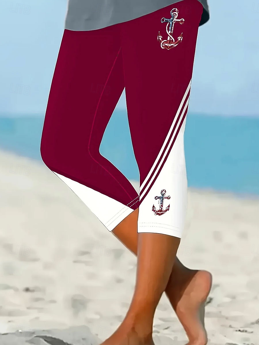 Women's Leggings Vacation Vintage Fashion Capris High Waist Graphic Printing Breathable Soft Stretchy Formal Outdoor Vacation Black Red Blue Green Summer Spring Slim Fit 2025 - $18.99 –P5