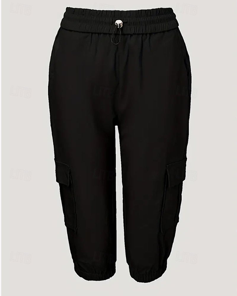 Dam Cargo-shorts Capribyxor Mode Streetwear Vadlängd Naturlig Solid färg Ficka Elastisk midja Bekväm Microelastisk Sport & Utomhus Dagliga kläder Vin Svart Rodnande Rosa Armégrön Sommar Vår Normal 2025 - $26.99 –P18