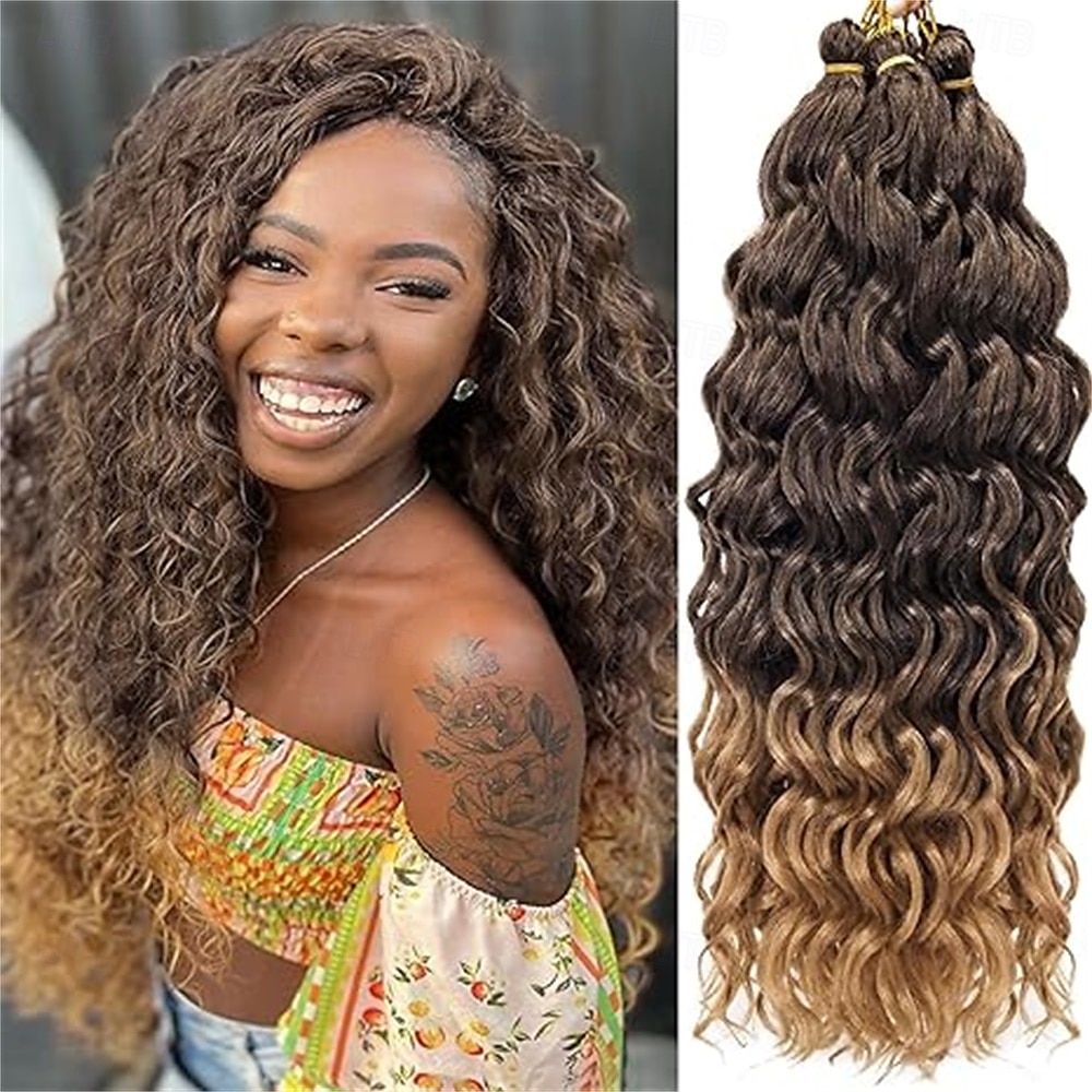 Capelli ricci e ondulati all'uncinetto, 24 pollici, per donne, con trecce hawaiane bordeaux, capelli sintetici, treccia bohémien all'uncinetto, extension per capelli all'uncinetto con onde d'acqua. del 2025 a $49.99 –P8