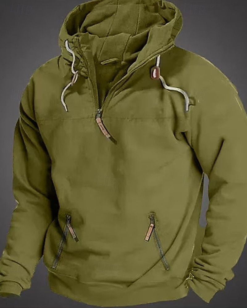 Homens Moletom Quarter Zipper Hoodie Preto Verde Tropa Azul Marinha Camelo Com Capuz Tecido Zíper Bolsos Desportos e Ar livre Diário Feriado Poliéster Roupa de rua Básico Casual Primavera Outono Roupa de 2026 por $28.99 –P6