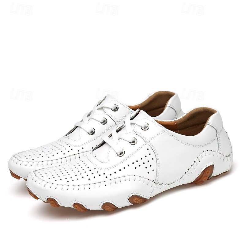 Scarpe da passeggio traspiranti da uomo bianche con ritagli – mocassini estivi casual con suola morbida per la guida, le vacanze al mare, l'esplorazione della città e il comfort per tutto il giorno nelle giornate calde del 2025 a $46.99 –P1