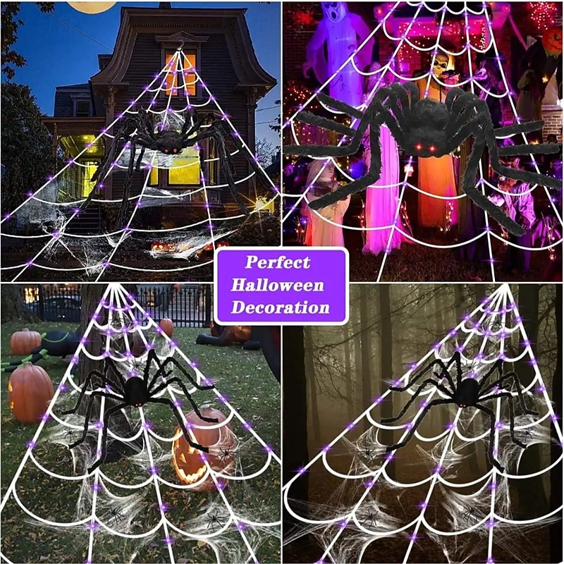 2025年 ハロウィーンの新しいクモの巣三角形のウェブシミュレーションスーパーぬいぐるみクモゴーストフェスティバル屋内と屋外の装飾小道具  コレクション – SGD S$43.46 –P7