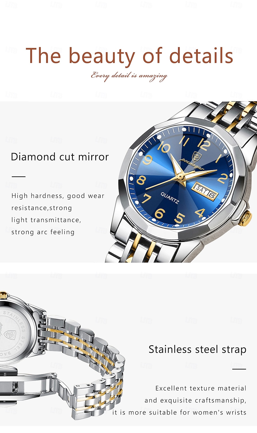 Luxury Ladies Wristwatch Waterproof Luminous Date Week Mother's Day Gift for Women Quartz Watch Stainless Steel 2026 - $36.99 –P8