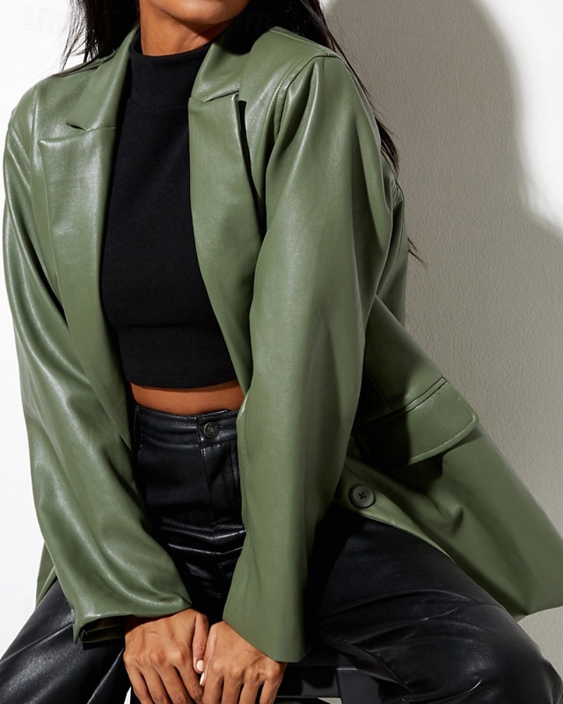 Damen Blazer Warm Bequem Tasche Knöpfe Mode Modern Einfach Ausgehen Wochenende Einreihig Regulär Umlegekragen Normale Passform Langarm Oberbekleidung Schwarz Rote Braun Herbst Winter 2025 - $32.99 –P1