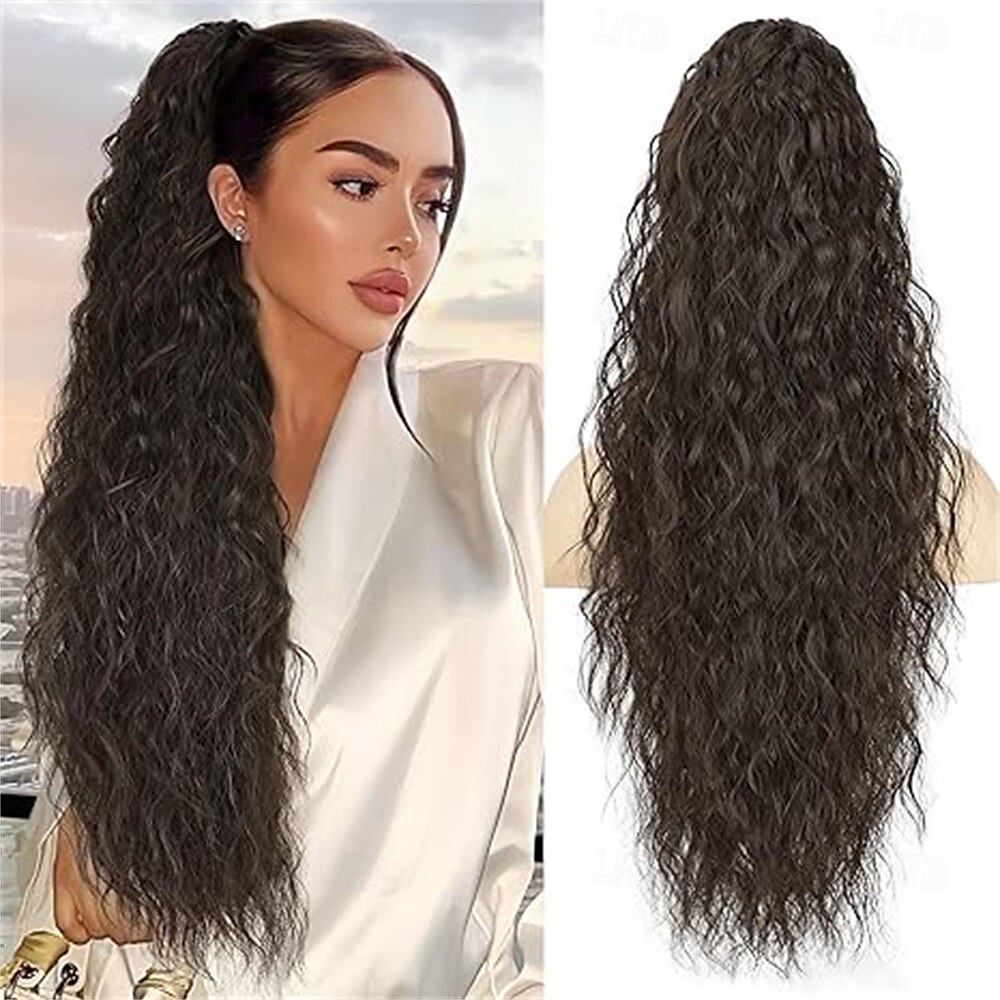 Extensie de coadă de cal cu gheare, extensie de coadă de cal pentru femei, extensii de păr lungi și ondulate, pufoase, cu aspect natural, sintetice, de 26 de inch, cu clips, pentru utilizare zilnică 2025 - $17.99 –P4