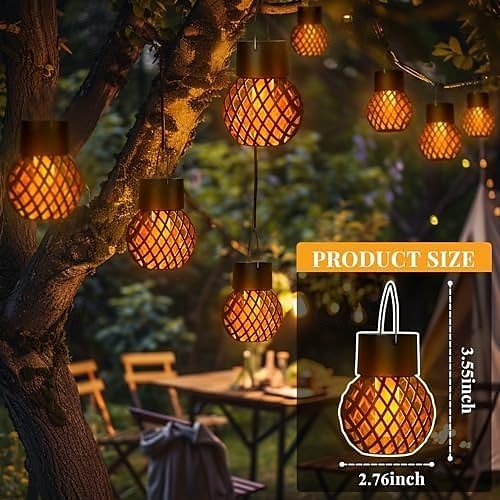 солнечные фонари для уличного использования солнечные подвесные светильники водонепроницаемые уличные светильники с мерцающим пламенем уличные светильники на солнечных батареях декор для сада двор 2026 - $8.99 –P5