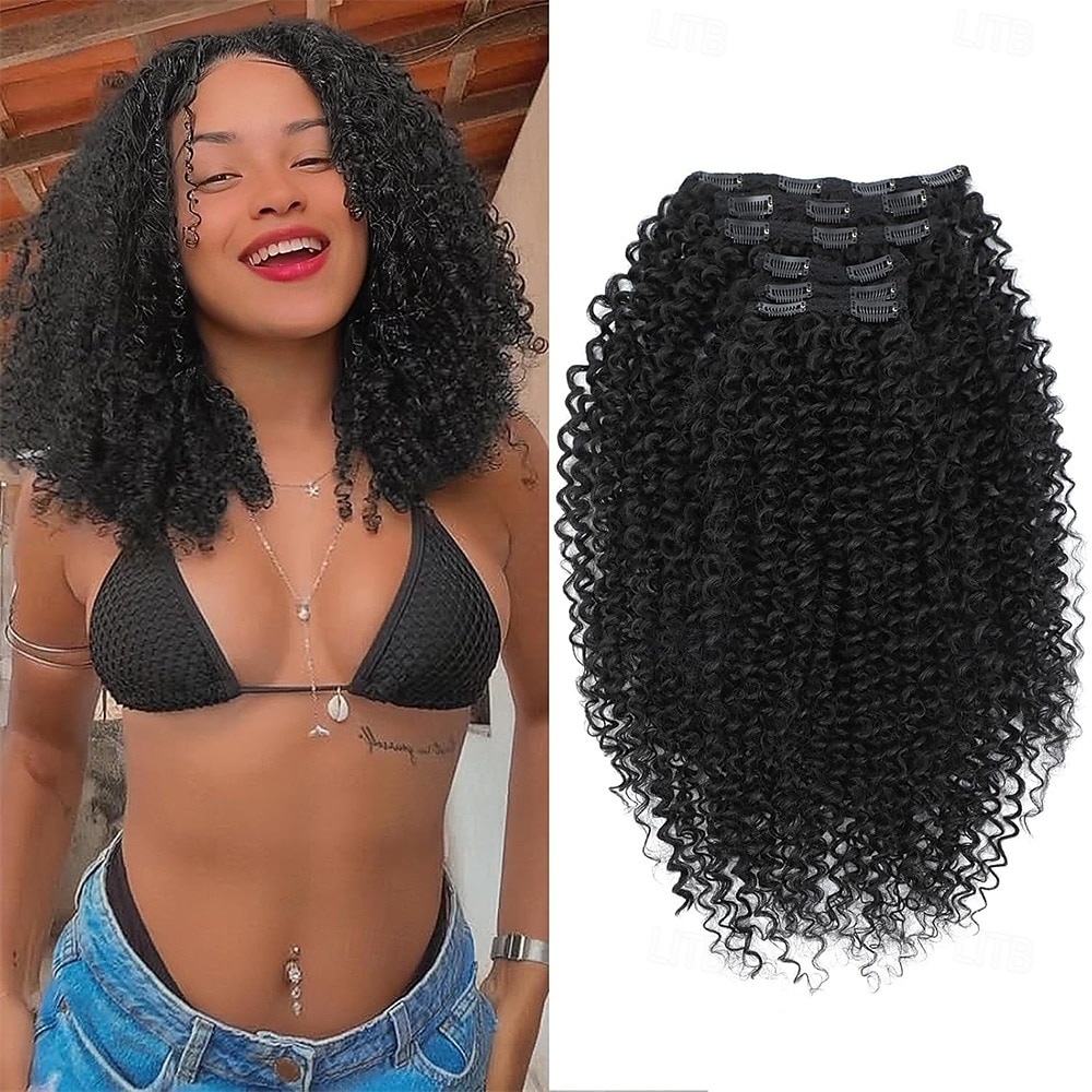 Krøllete klips i hårextensions urbeauty rosa mango 6 stk proteinsilke kinky krøllete hårextensions klips for svarte kvinner hår mykt naturlig slitesterkt lett lang levetid 2025 - $26.99 –P5