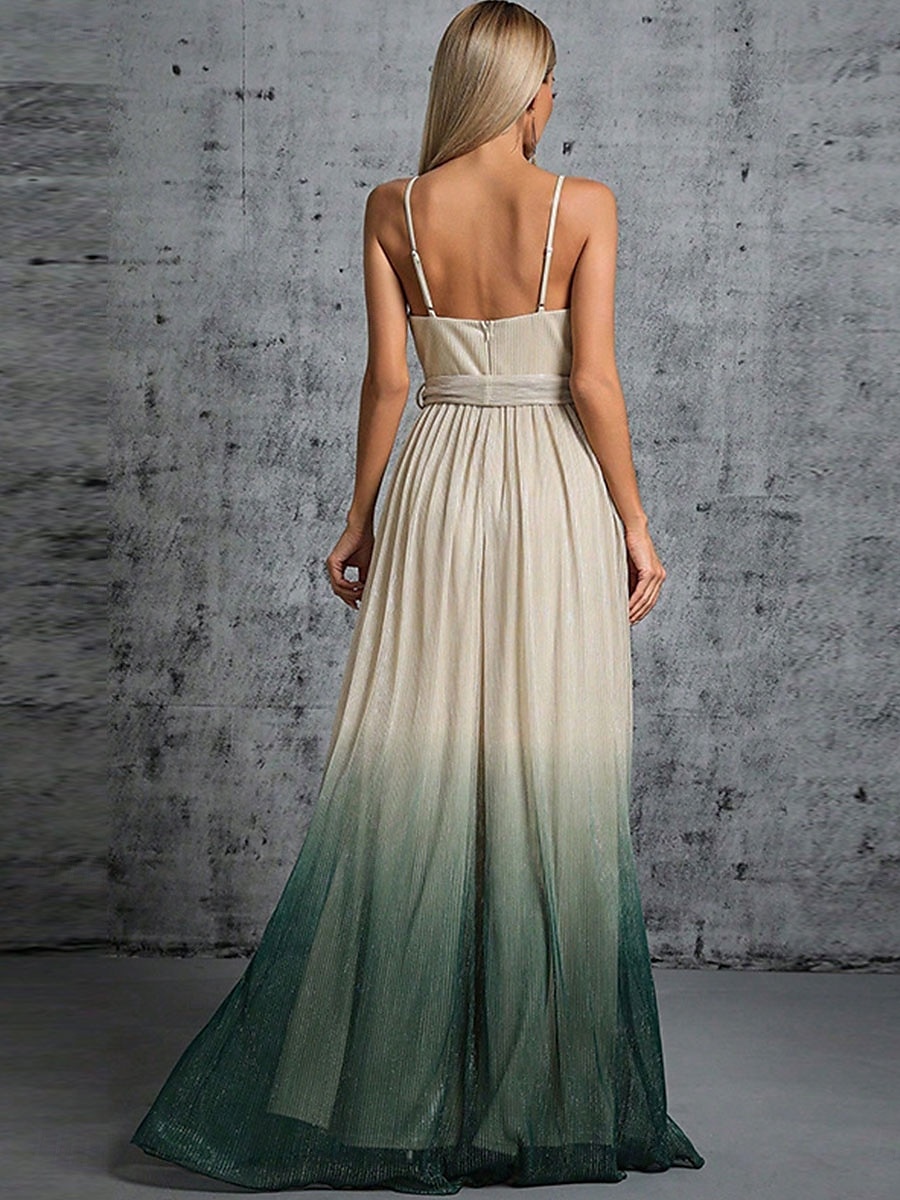 A-Linie Brautjungfernkleid Spaghettiträger ärmellos Elegantes bodenlanges Chiffon mit Gürtel Band 2025 - $109.99 –P7