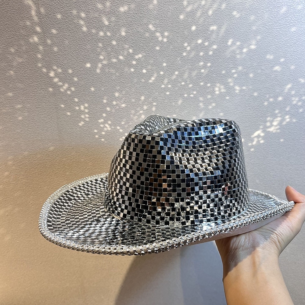 Disco Ball Cowboy Hat Mirror Mosaic Cowgirl Hat, Shiny Reflective Party Hat for Festival, Rave, Summer Dance Party, Costume Accessory 2026 - $42.99 –P5