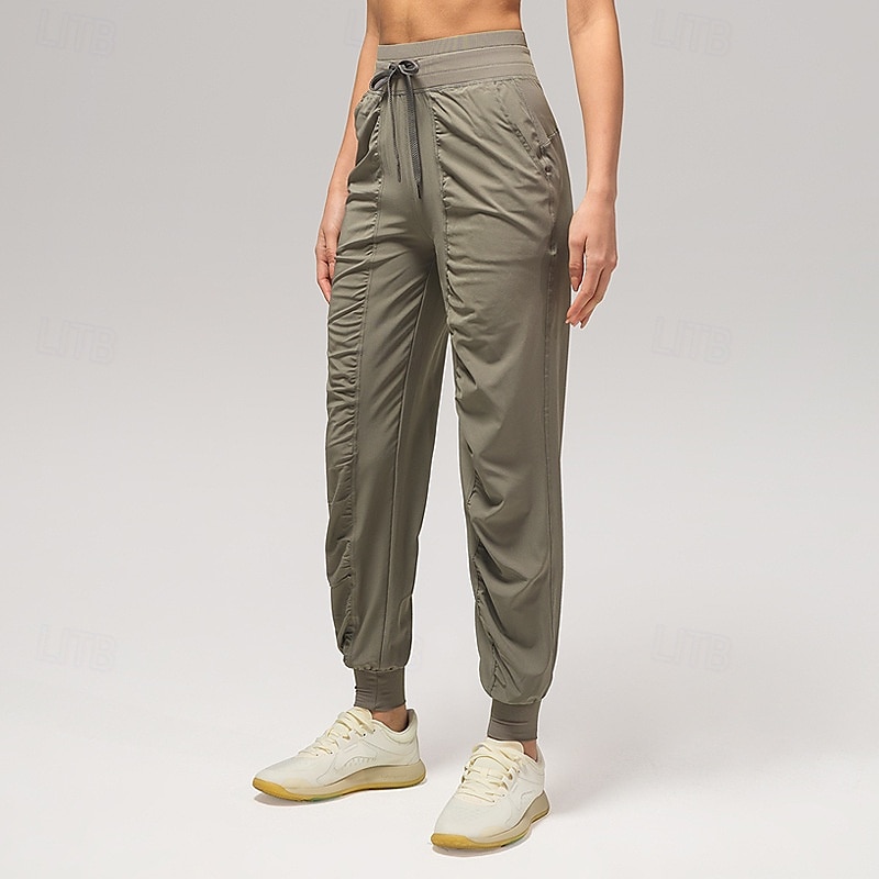 Mulheres Calças de fitness Calças de Pilates Calças de ioga Com Cordão Rugas Com bolsos Leve Cintura Alta Pilates Academia Zumba Calças Azul marinho Castanho Claro Preto Outono Esportes Roupas de 2025 por $25.99 –P16