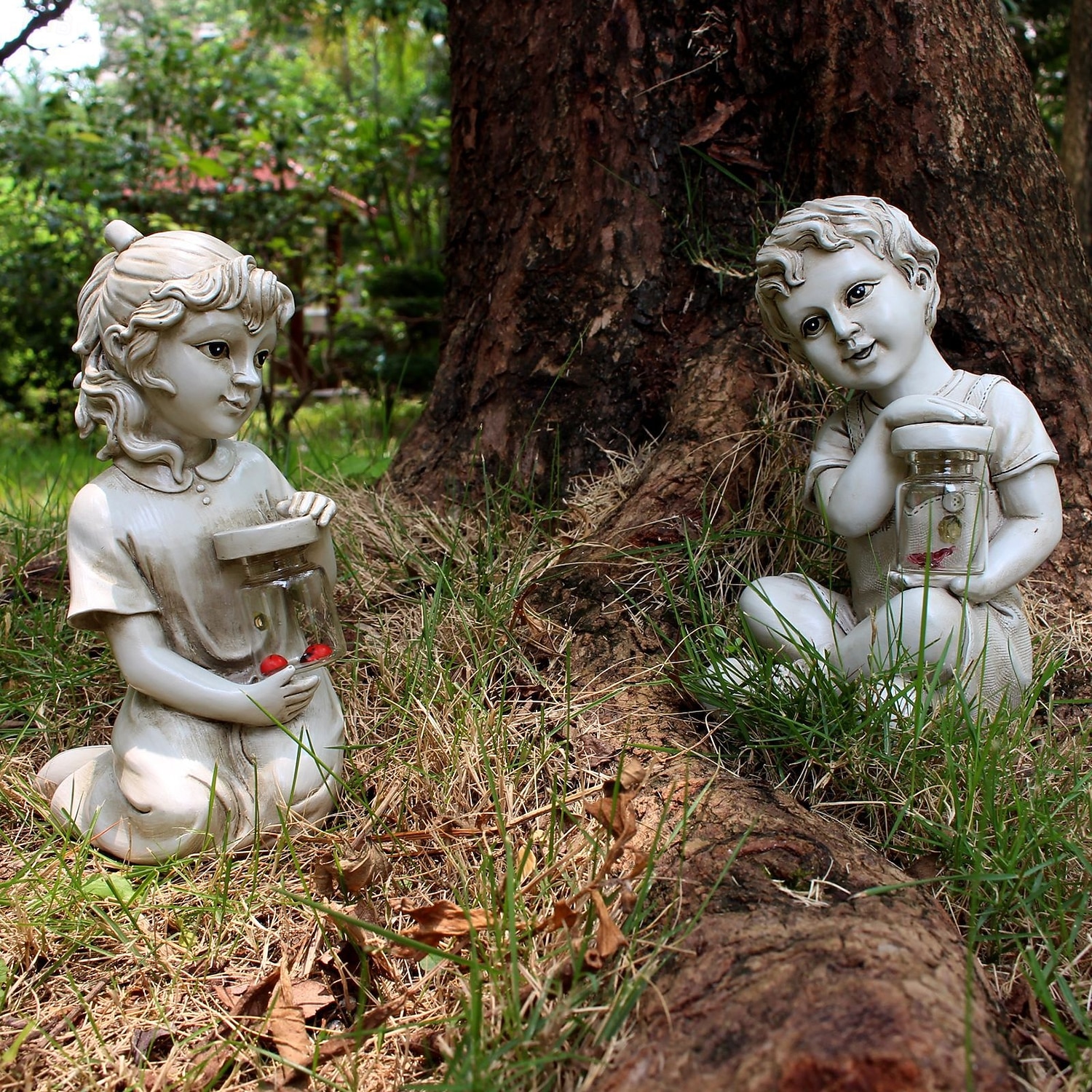 1 шт., водонепроницаемый уличный солнечный светильник для мальчика-муравья, божьей коровки, девочки, сада, двора, газона, дорожки, парка, смоляной статуи, декоративного освещения для ландшафтного 2026 - $22.99 –P1