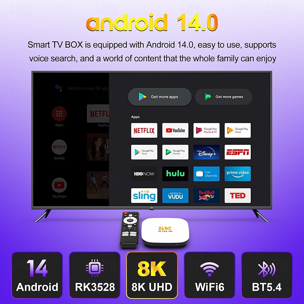 android 14 smart tv box h96 max m2 plus rockchip rk3528 1000m lan wifi6 bluetooth 5.4 8k 4k bt с голосовым гироскопом пультом дистанционного управления телеприставка медиаплеер 2025 - $41.99 –P2