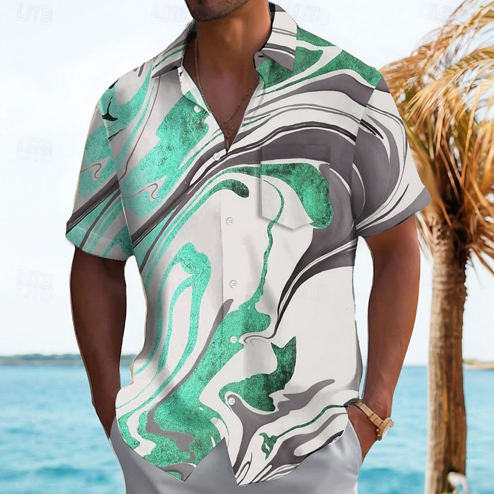 Voor heren Geometrisch Abstract Marmer Overhemd Zomer overhemd Overhemd met knopen Korte mouw Mode-casual Buiten Vakantie Dagelijks gebruik Zomer Lente Strijkijzer 3D-afdrukken shirts met kraag 2025 - $23.99 –P5