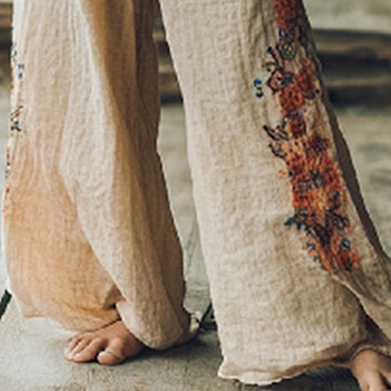Per donna Pantaloni Pantaloni Palazzo Moda Boho Lunghezza intera Vita Alta Floreale Elastico in vita Comodo Confortevole Micro-elastico Streetwear Abbigliamento quotidiano Uscire Cachi Estate del 2025 a $17.99 –P3