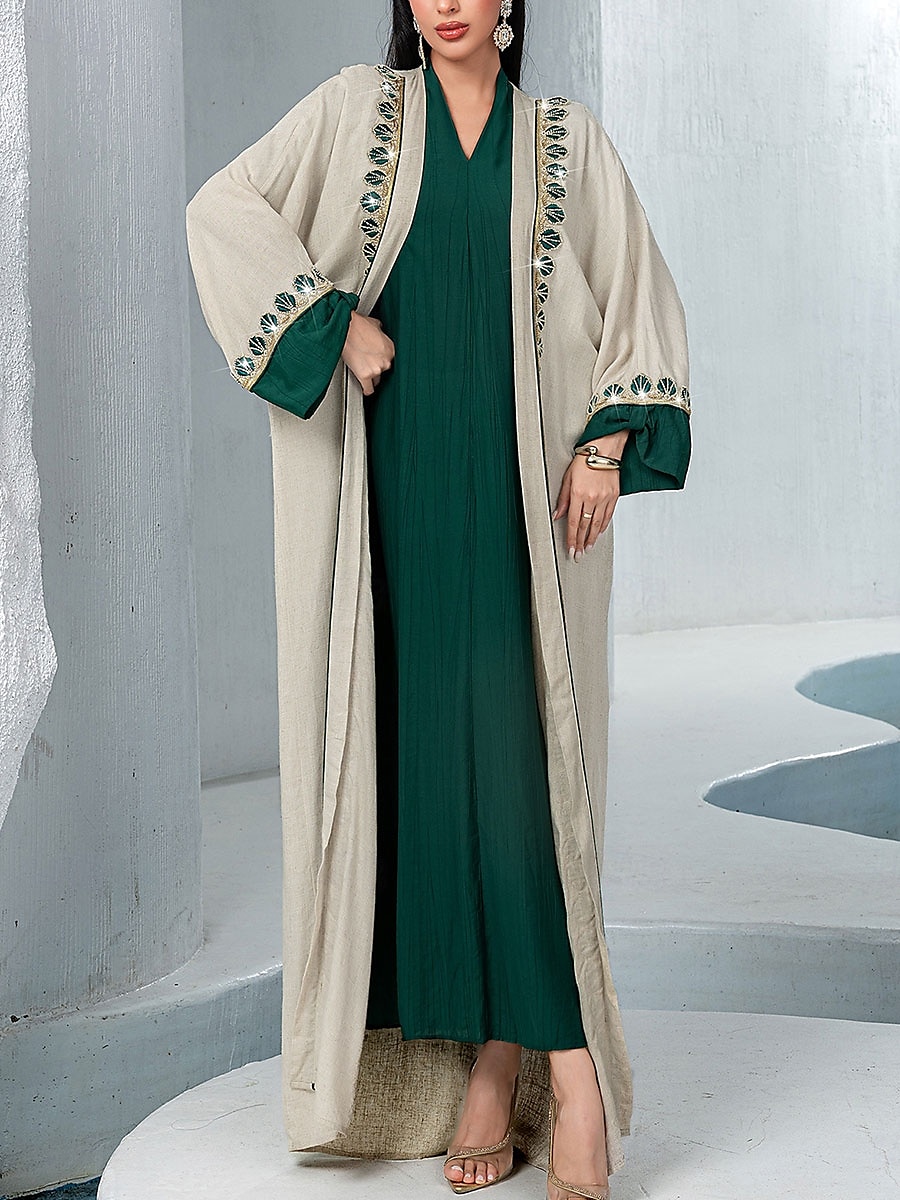 Dress Sets Mother of the Bride Dress Elegant V Neck Floor Length Chiffon Long Sleeve with Sequin Lace 2025 - $129.99 –P1