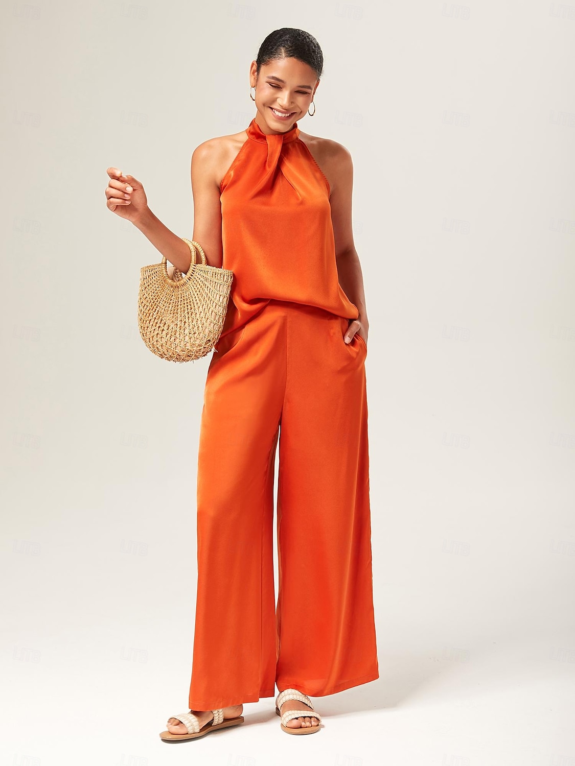 conjunto de calças largas com gola alta laranja de 2025 por $86.99 –P2