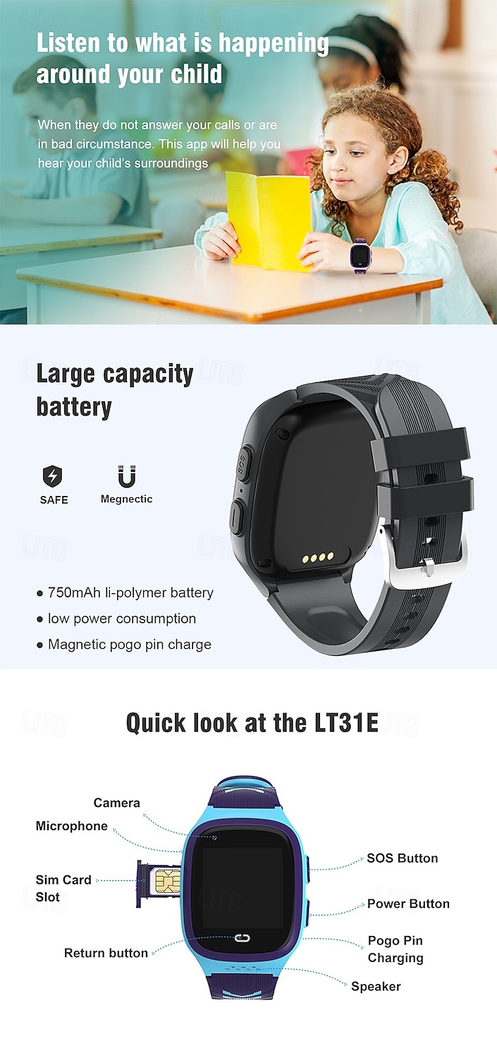 iMosi LT31 Smart Watch 1.4 inch 4G LTE Cellular Smartwatch Phone Bluetooth Alarm Clock Calendar Compatible with Null Kid's GPS Hands-Free Calls with Camera IP 67 40mm Watch Case 2025 - $61.99 –P5