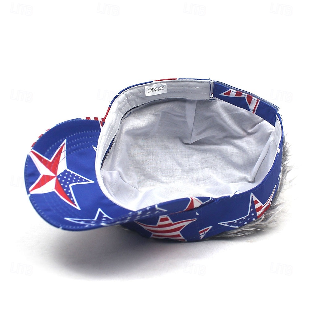 Voor heren Vizierhoed met puntige pruiken Nep haar vizier Pruik Heren Zonnehoed Baseballpet pruik hoed Koffie Grijs Mix van polyester / katoen Afdrukken Modieus Casual Dagelijks Independence Day 2025 - AU $15.99 –P7