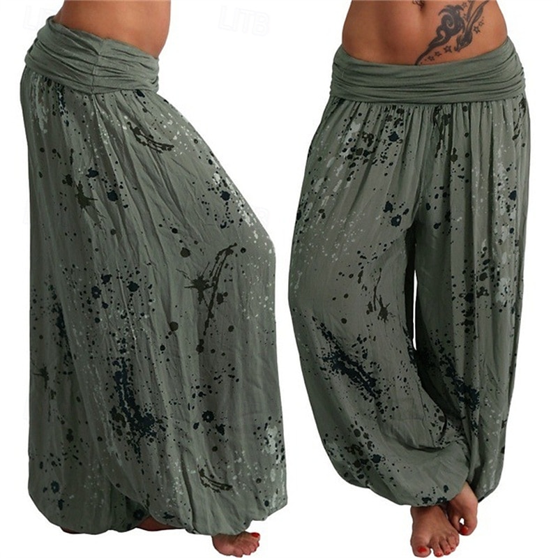 Mujer Pantalones Pantalones palazzo Moda Boho Longitud total Media cintura Estampado Cintura elástica Confortable Cómodo Microelástico Calle Ropa Cotidiana Noche Blanco Amarillo Rosa Verde Ejército 2025 - $19.99 –P11