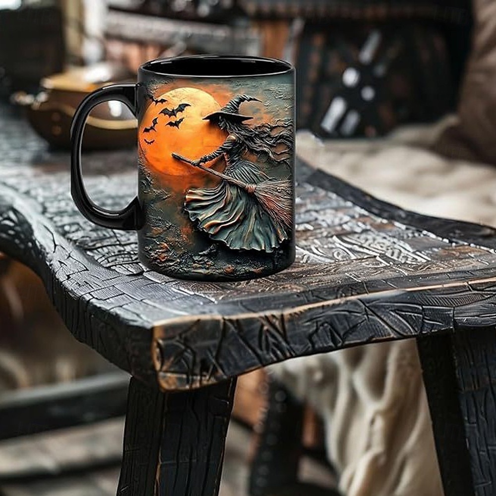 Halloweenský dárkový hrnek, keramický hrnek na kávu s čarodějnickou tématikou 330 ml/12 oz, strašidelný halloweenský hrnek pro ženy, přátele, milovníky wiccanské inspirace, vánoční dekorace nebo dárek 2025 - $12.99 –P11