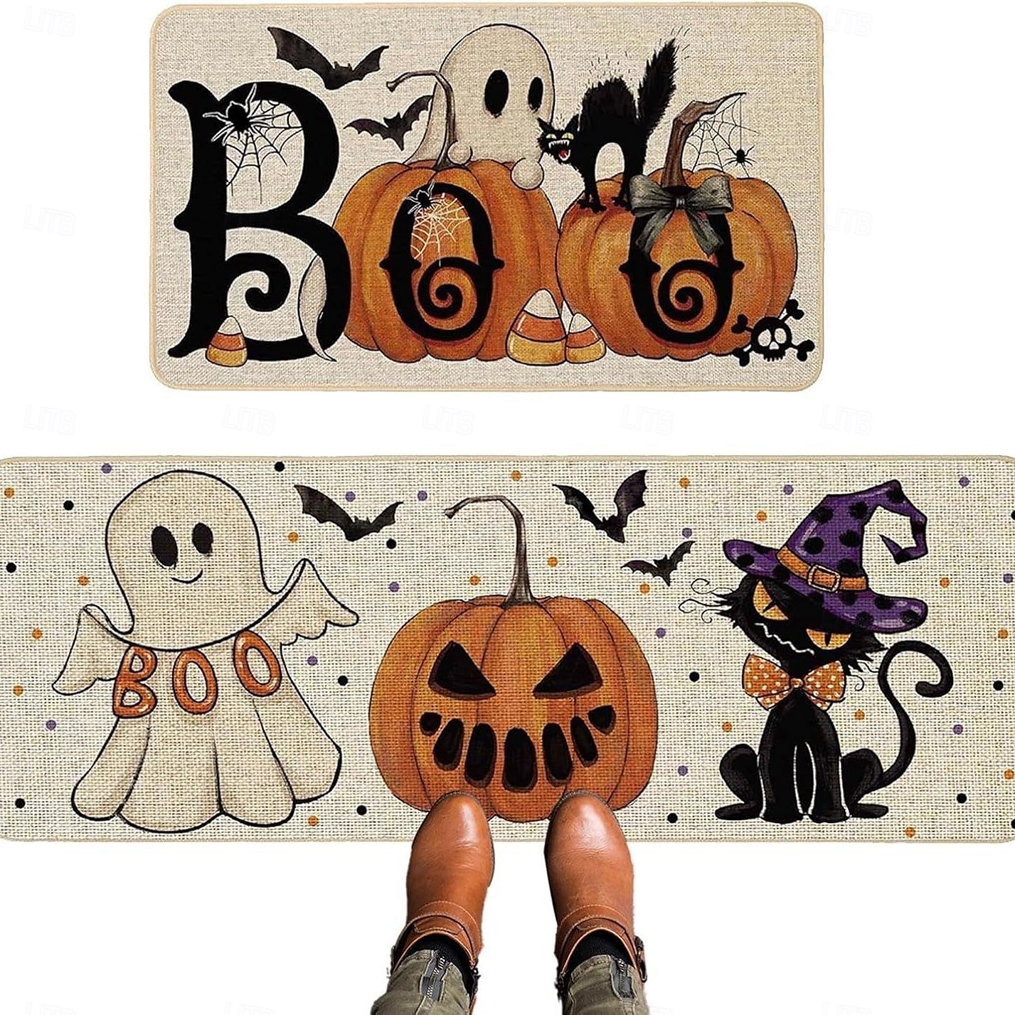 halloweeni konyhaszőnyegek, 2 db konyhaszőnyeg, párnázott, fáradtsággátló konyhaszőnyegek padlóra, csúszásmentes álló asztali szőnyeg, vízálló konyhaszőnyeg-készlet konyhába, padlóra, irodába 2025 - $3.49 –P10