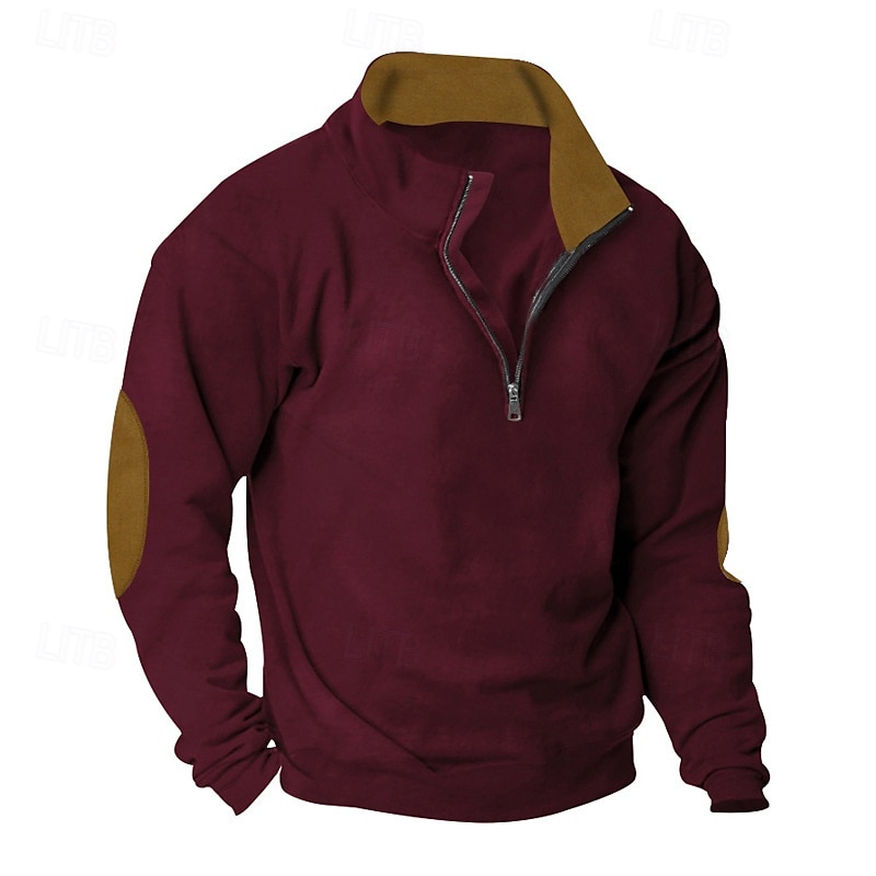 Men's Sweatshirt Quarter Zip Sweatshirt Black Wine Camel Light Grey Dark Gray Half Zip Color Block Sports & Outdoor Daily Holiday Polyester Streetwear Basic Casual Spring Autumn / Fall Clothing 2026 - $22.99 –P10