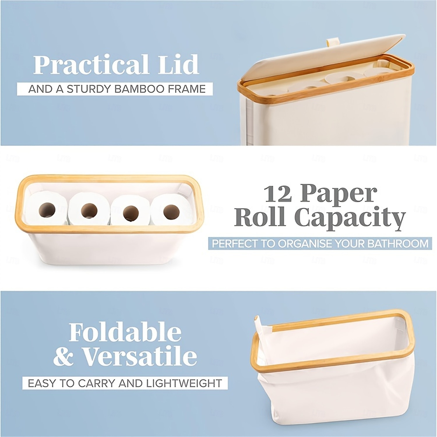 Toilet Paper Storage Basket with Lid, Bamboo Toilet Paper Storage Holder Stand Organizer for Bathroom, Toilet Paper Storage Box Container with Handle, Toilet Tissue Storage Bin for RV Closet 2025 - $14.99 –P2