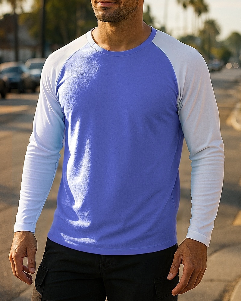 Herr Löpartopp T-shirt för jogging Långärmad T-shirt Snabb tork Lättvikt Andningsfunktion Tennis Golf Löpning Sportkläder Sportkläder Färgblock Vit Rosa Purpur 2025 - $19.49 –P4