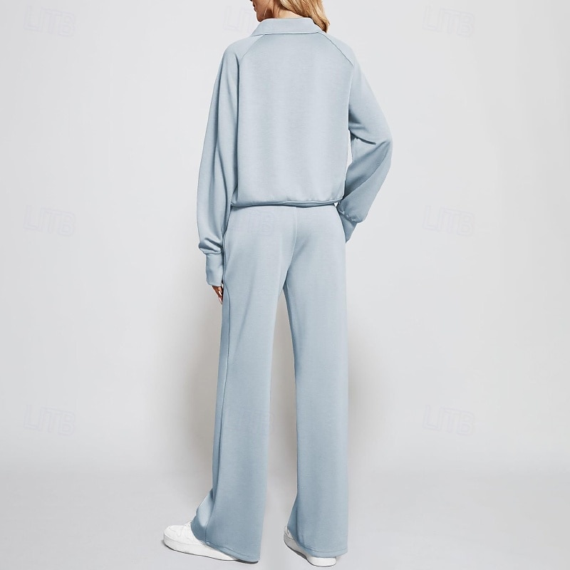 نسائي بدلة رياضية بنطلونات بنطلون واسع الساق دانتيل جيب لون سادة أطقم ملابس رياضية الخريف أسود أبيض الصالة الرياضية رياضات ركض ضد الهواء كم طويل رياضة ألبسة رياضية قابل للبسط عادي 2025 - $34.99 –P7