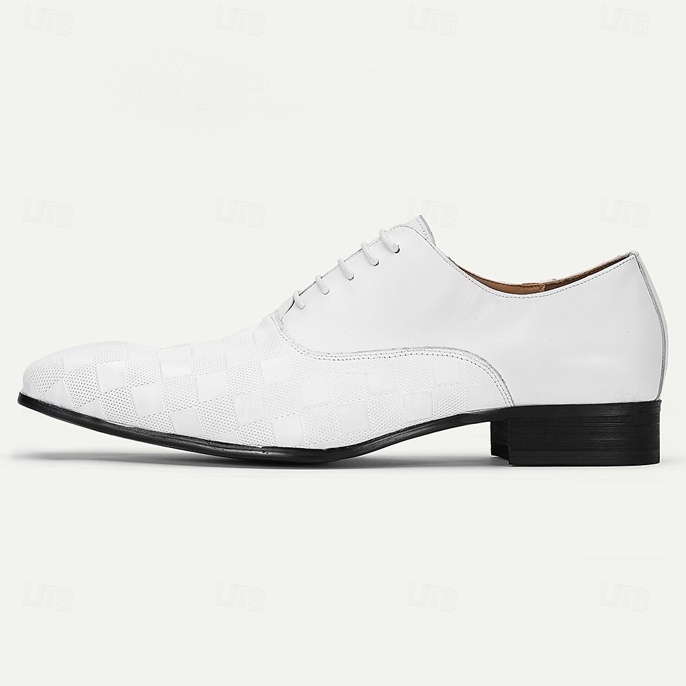 Witte premium runderleren veterschoenen voor heren met elegant design – formeel schoeisel voor zakelijke bijeenkomsten, kantoorkleding en speciale gelegenheden 2026 - $109.99 –P3
