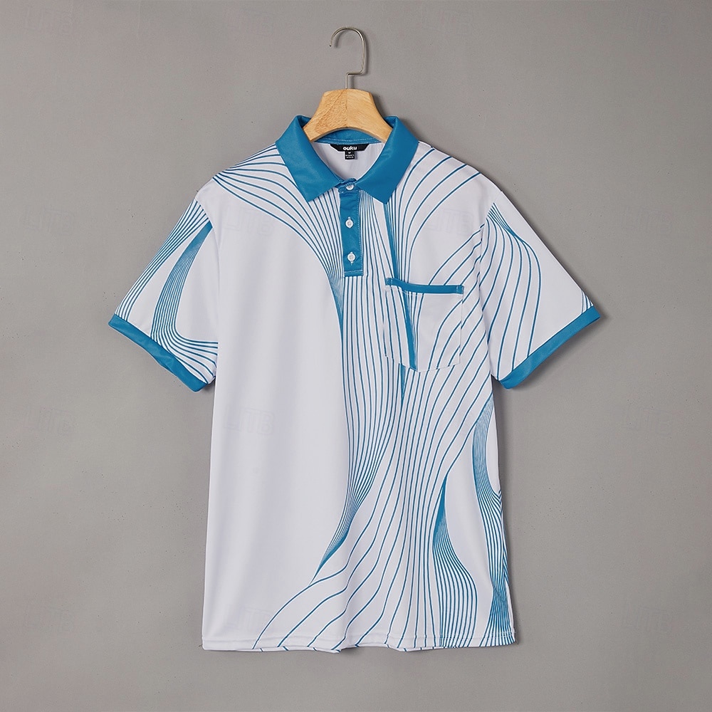 Miesten Geometrinen Viiva Polo Lyhythihainen Poolopaidat Kauluspaidat Business Casual ulko- Urheilu- ja treenivaatteet Arki-asut 3D-tulostus Napit Kesä Musta Rubiini Sininen 2025 - $20.99 –P9