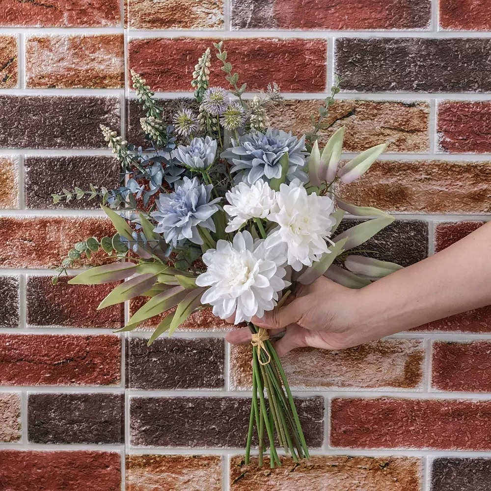 1 bunt kunstig dahliablomsterbukett, falsk grønnsaksblomster til bryllupsdekorasjon, realistisk imitert blomsteroppsats til hjemmet, arrangementet, festens midtpunkt 2025 - $23.99 –P3