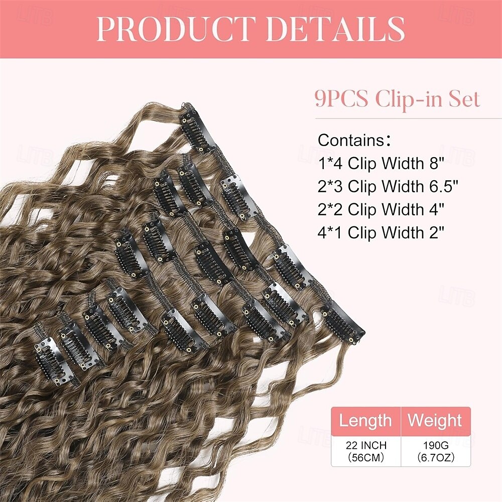 9PCS Clip in Hair Extensions 22 Inch Curly Hair Extension Long Soft Synthetic Hairpieces for Women 2026 - $28.99 –P4
