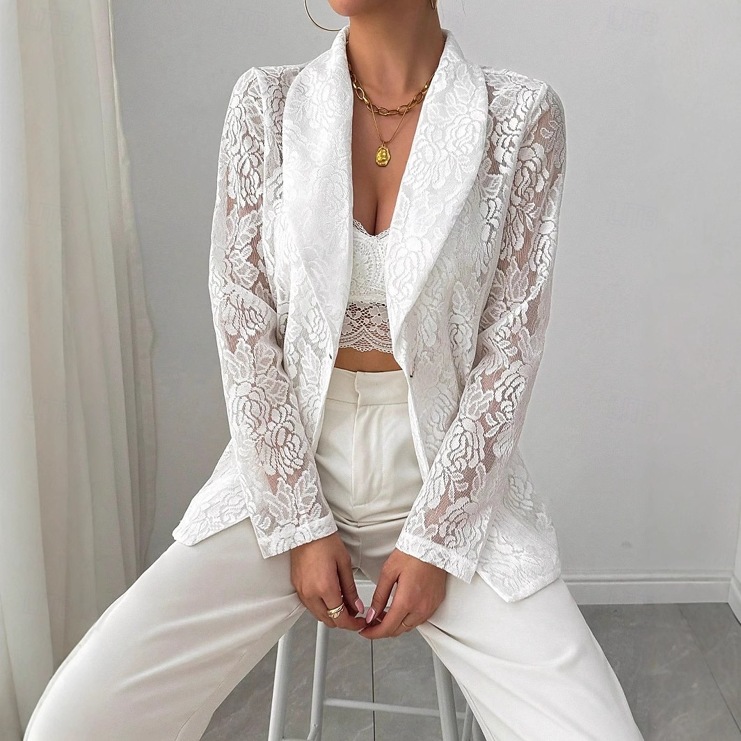 Femmes Blazer Respirant Confortable Patchwork Broderie Mode Occasionnel Uni Bureau Rue Occasionnel Tenue quotidienne Ouvert devant Régulier Col Rabattu Coupe régulière manche longue Vêtements de 2025 ? $41.99 –P6