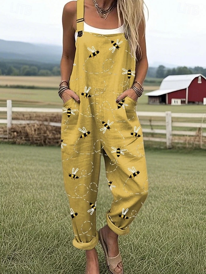 Femmes Combinaison Actif Graphique Sans manches Jambe large Cordon de serrage Vacances Rue Coupe Ample Jaune Violet Vert Été de 2025 ? $12.99 –P3