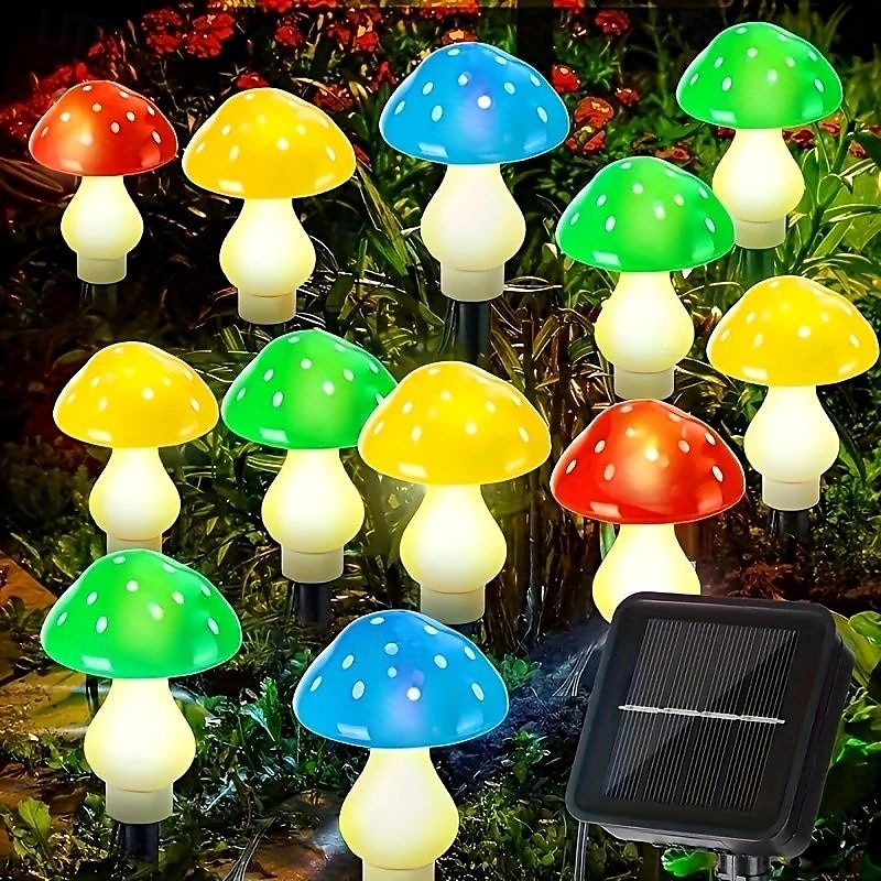 8 buc lumini solare de grădină cu ciuperci, lumini de grădină impermeabile cu ciuperci, pentru Crăciun, Halloween, Ziua Recunoștinței, curte, gazon, alee, decorațiuni de petrecere de sărbători 2025 - $27.99 –P1